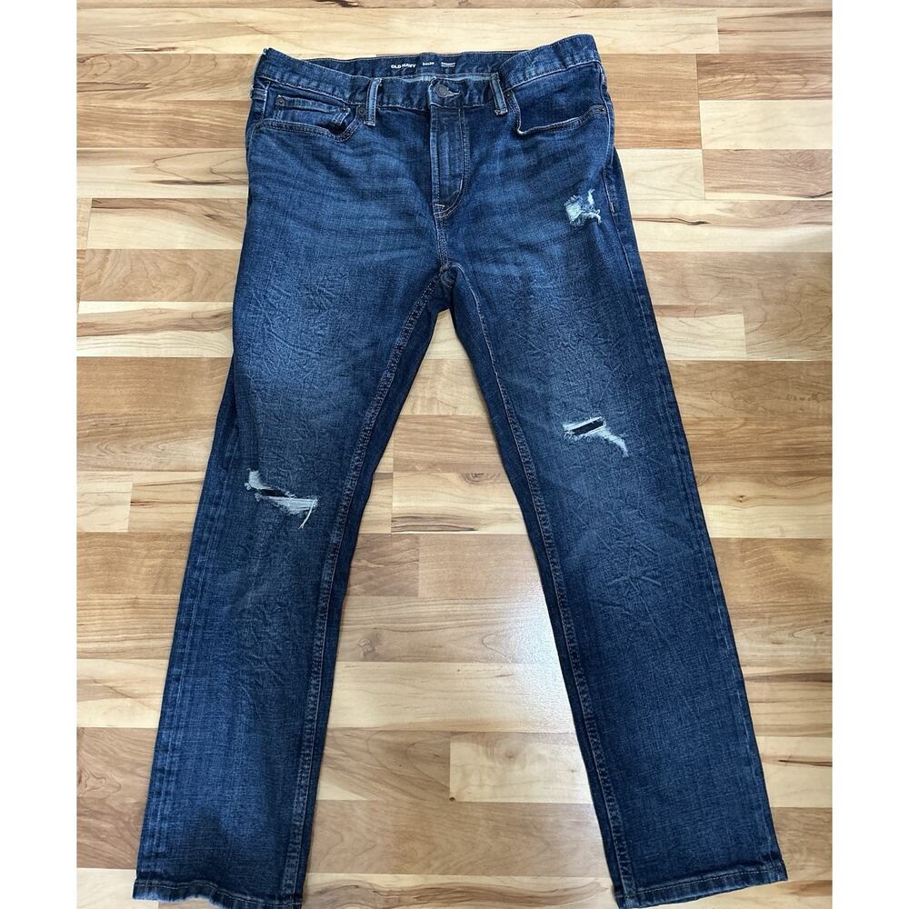 Old Navy Skinny Jeans Men 34x30 Flex Distressed Blue